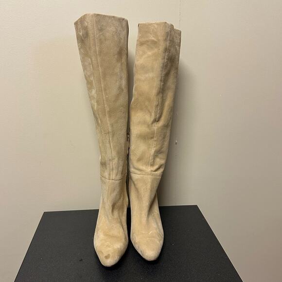 Vince Women's Highland Knee High Boots Dune Suede Beige Size 5 Heeled Leather - Picture 2 of 11